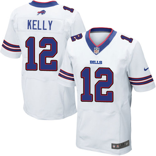 Men's Elite Jim Kelly Nike Jersey White Road - #12 NFL Buffalo Bills